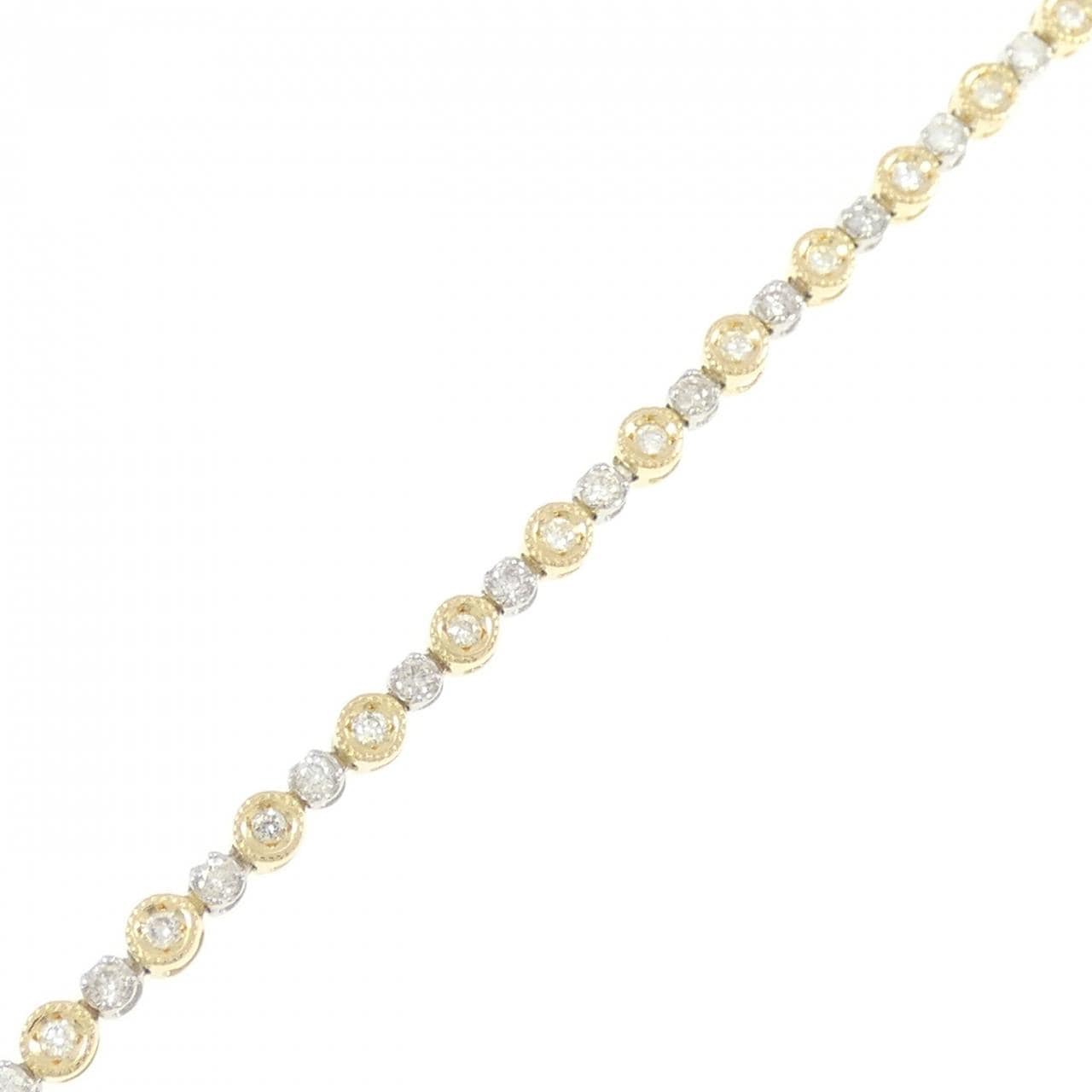 K18YG/PT850 ダイヤモンド ブレスレット 0.80CT