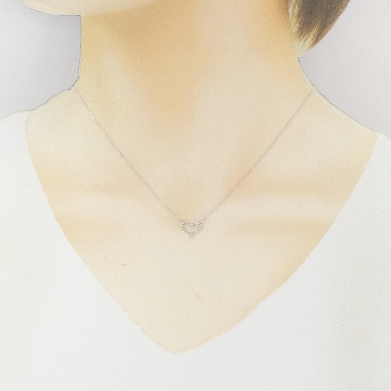 K18WG ハート ダイヤモンド ネックレス 0.10CT