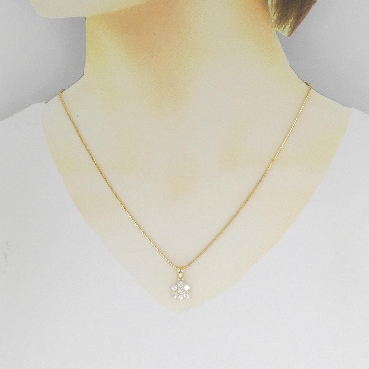 K18YG フラワー ダイヤモンド ネックレス 1.00CT