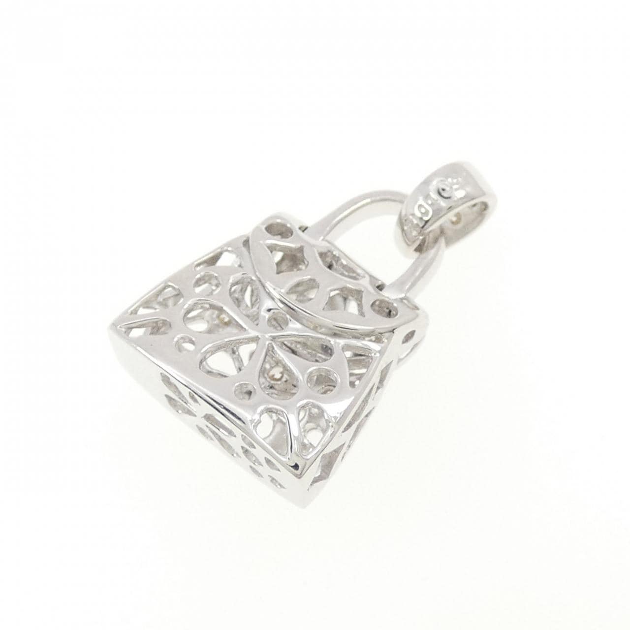 750WG Bag Diamond Pendant 0.12CT