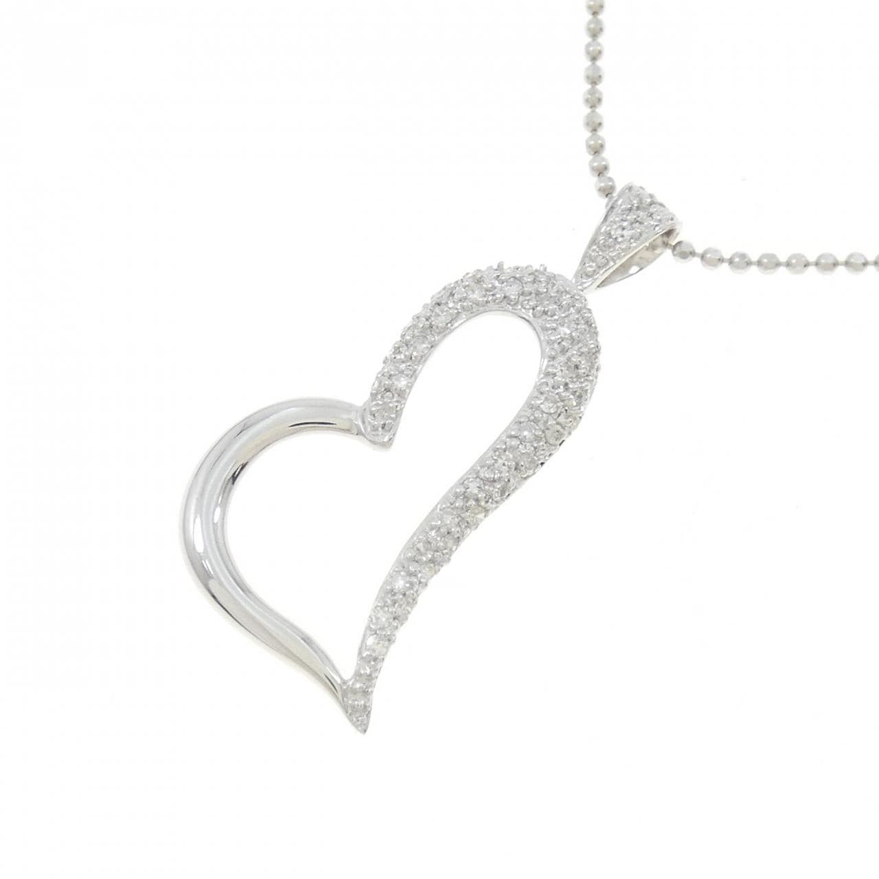 K18WG ハート ダイヤモンド ネックレス 0.24CT