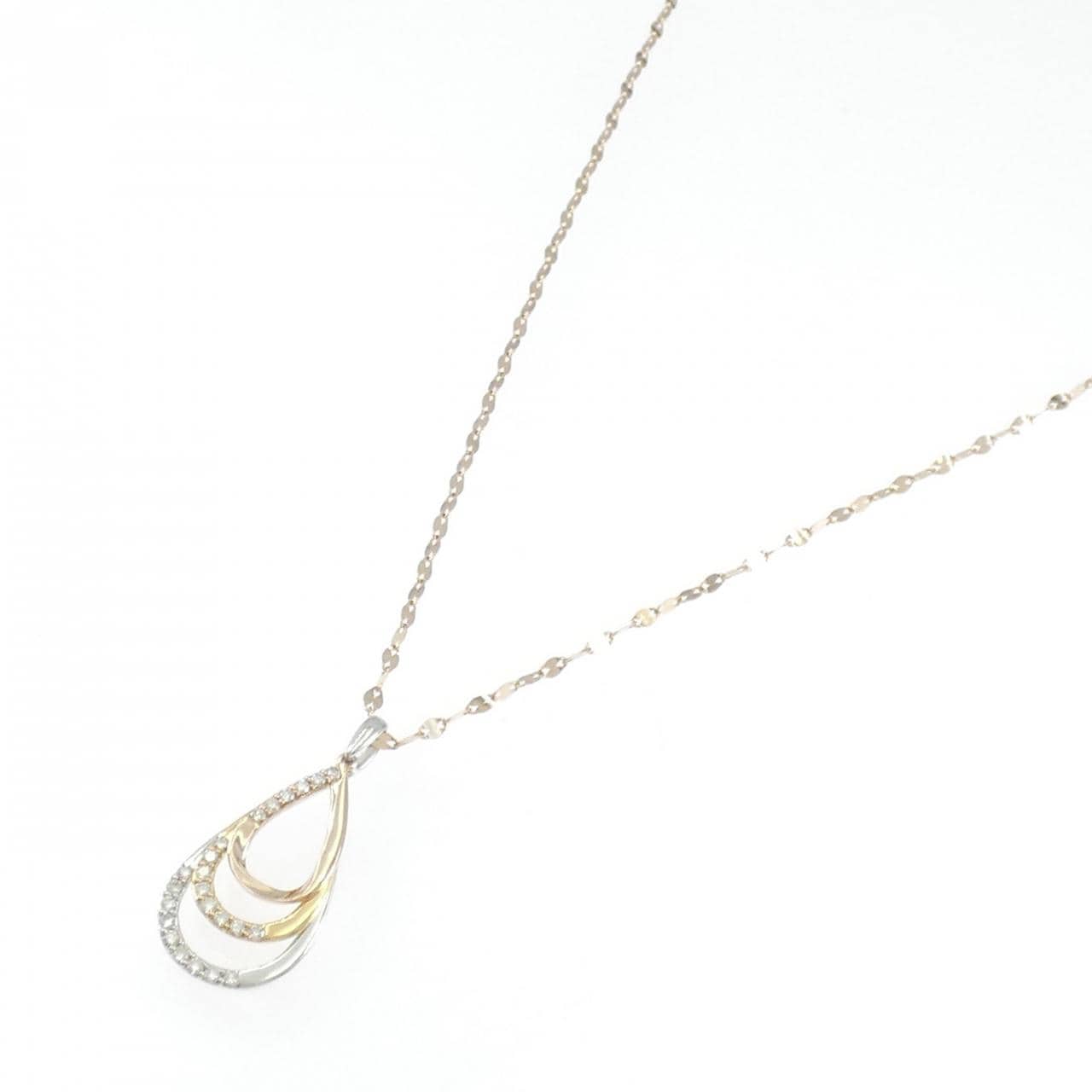 K18スリーカラー ダイヤモンド ネックレス 0.32CT