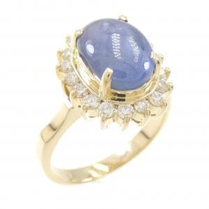 K18YG スターサファイヤ リング 4.15CT