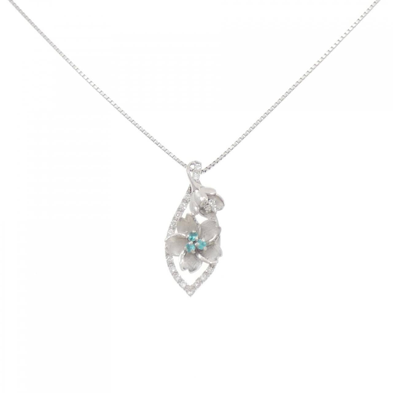 PT900/PT850 フラワー パライバトルマリン ネックレス 0.05CT