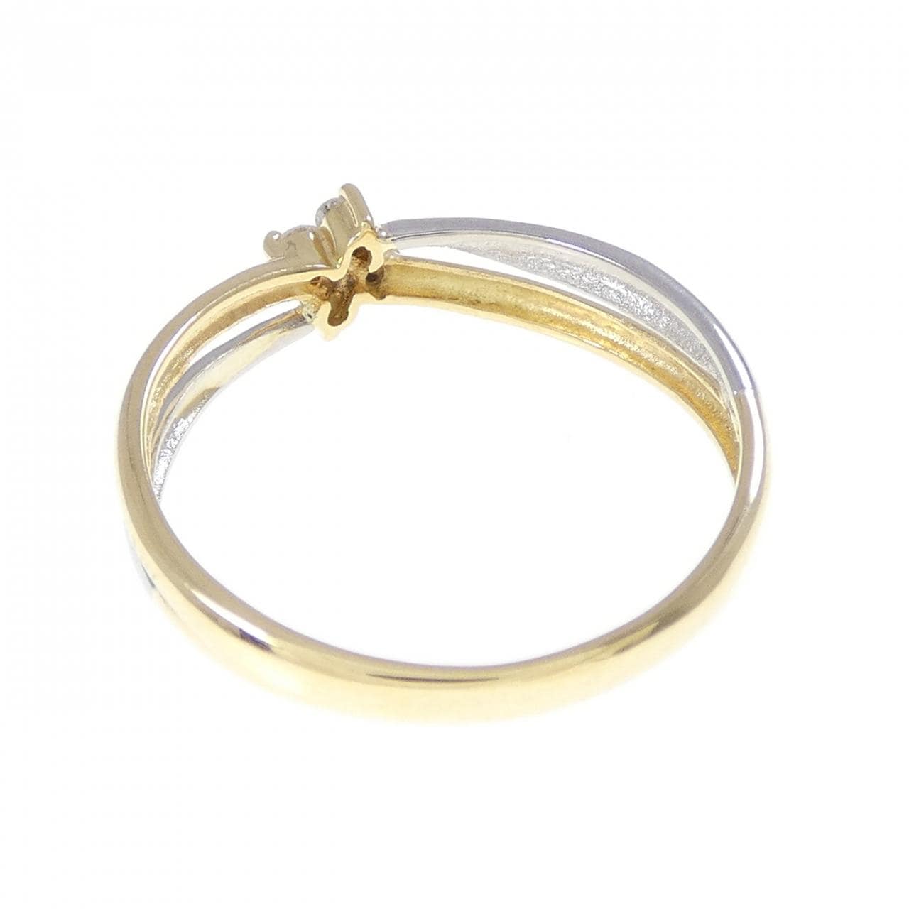 K18YG/PT900 フラワー ダイヤモンド リング 0.07CT