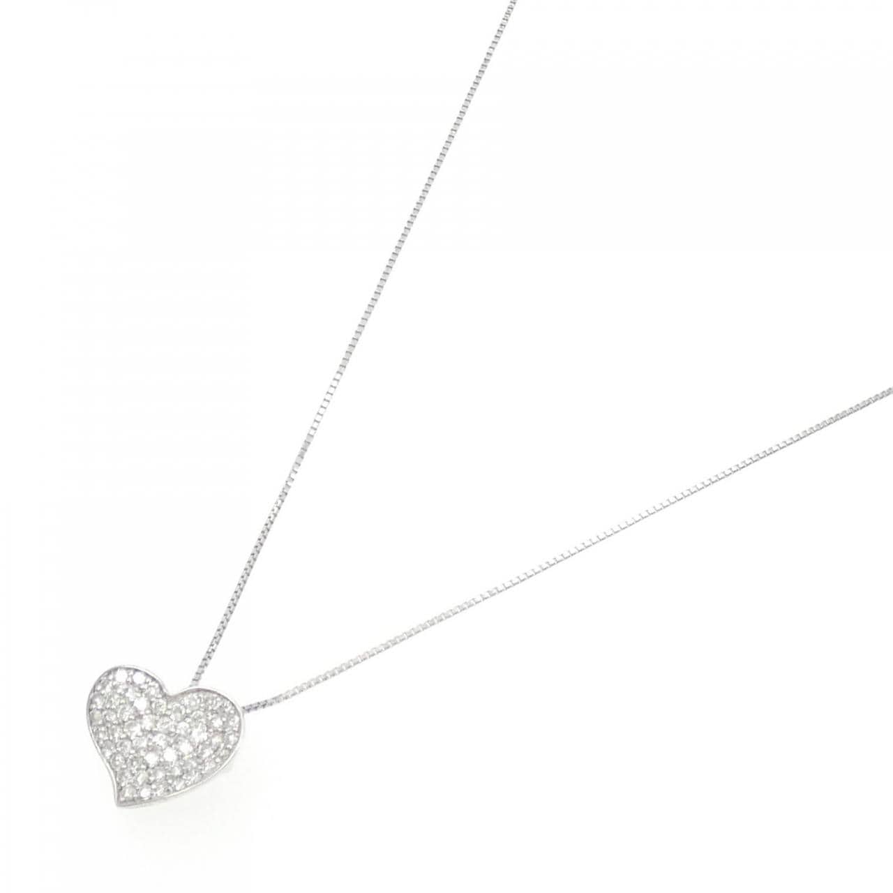 K18WG Pave Heart Diamond Necklace 0.50CT