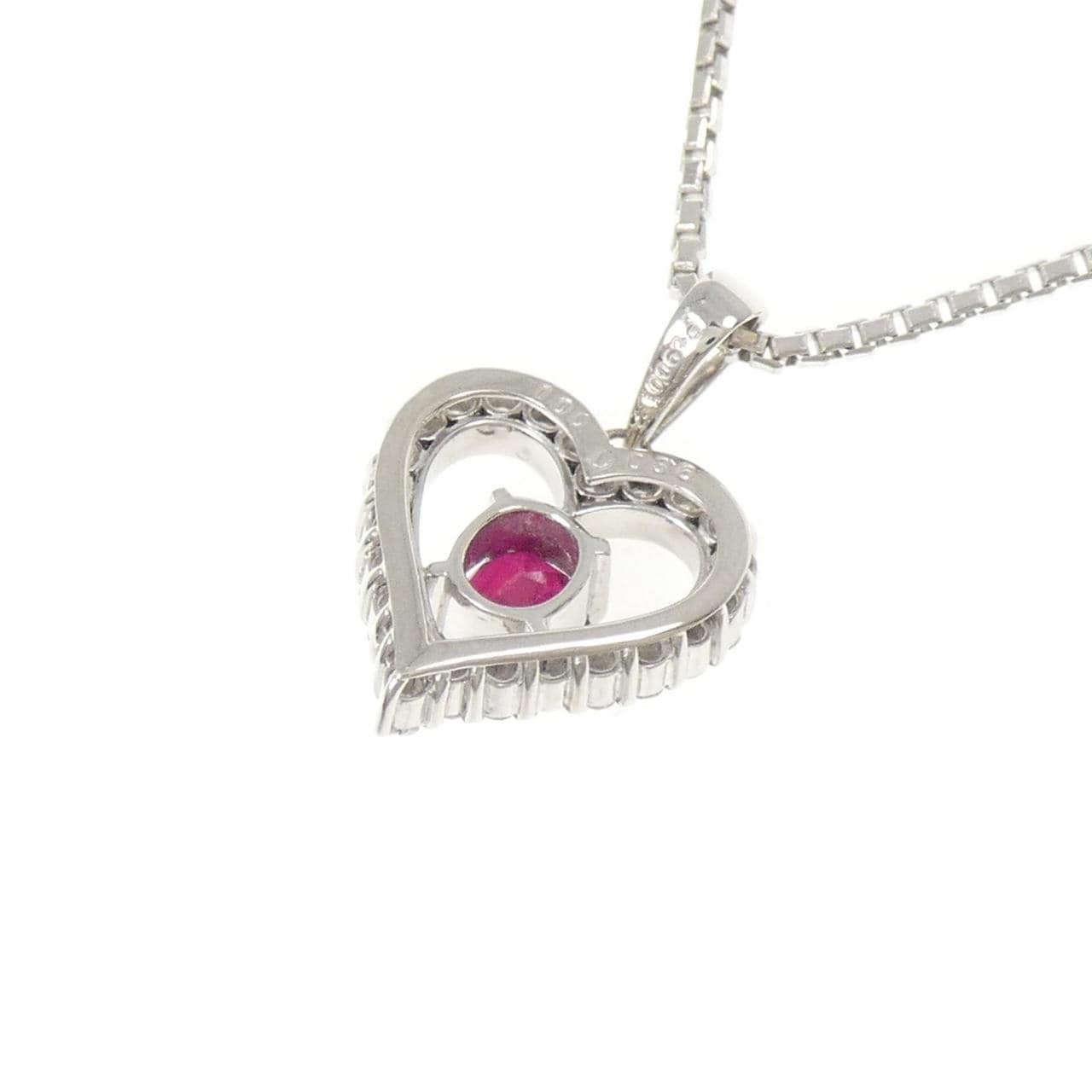 PT900/PT850 ハート ルビー ネックレス 1.00CT