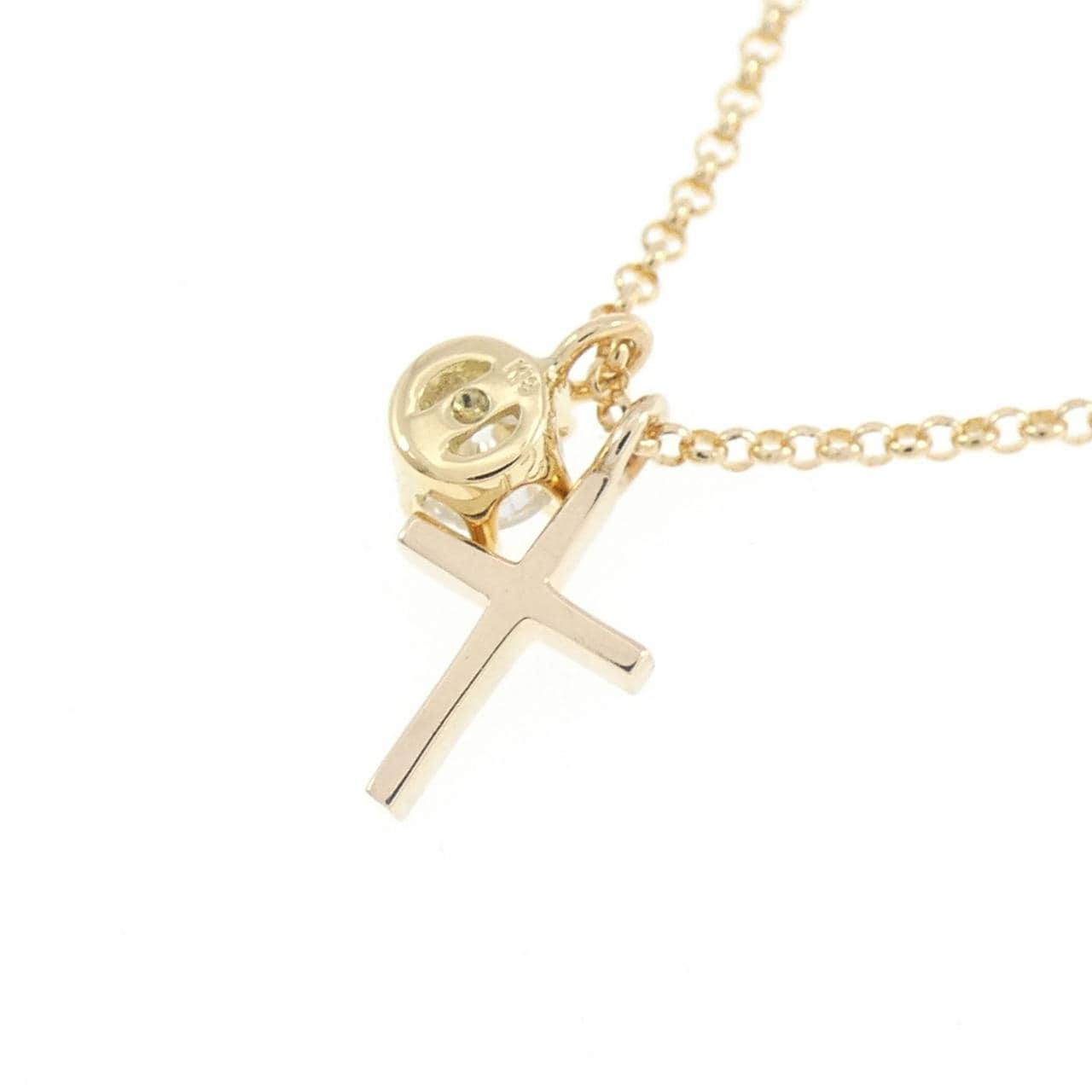 K18YG クロス ダイヤモンド ネックレス 0.121CT