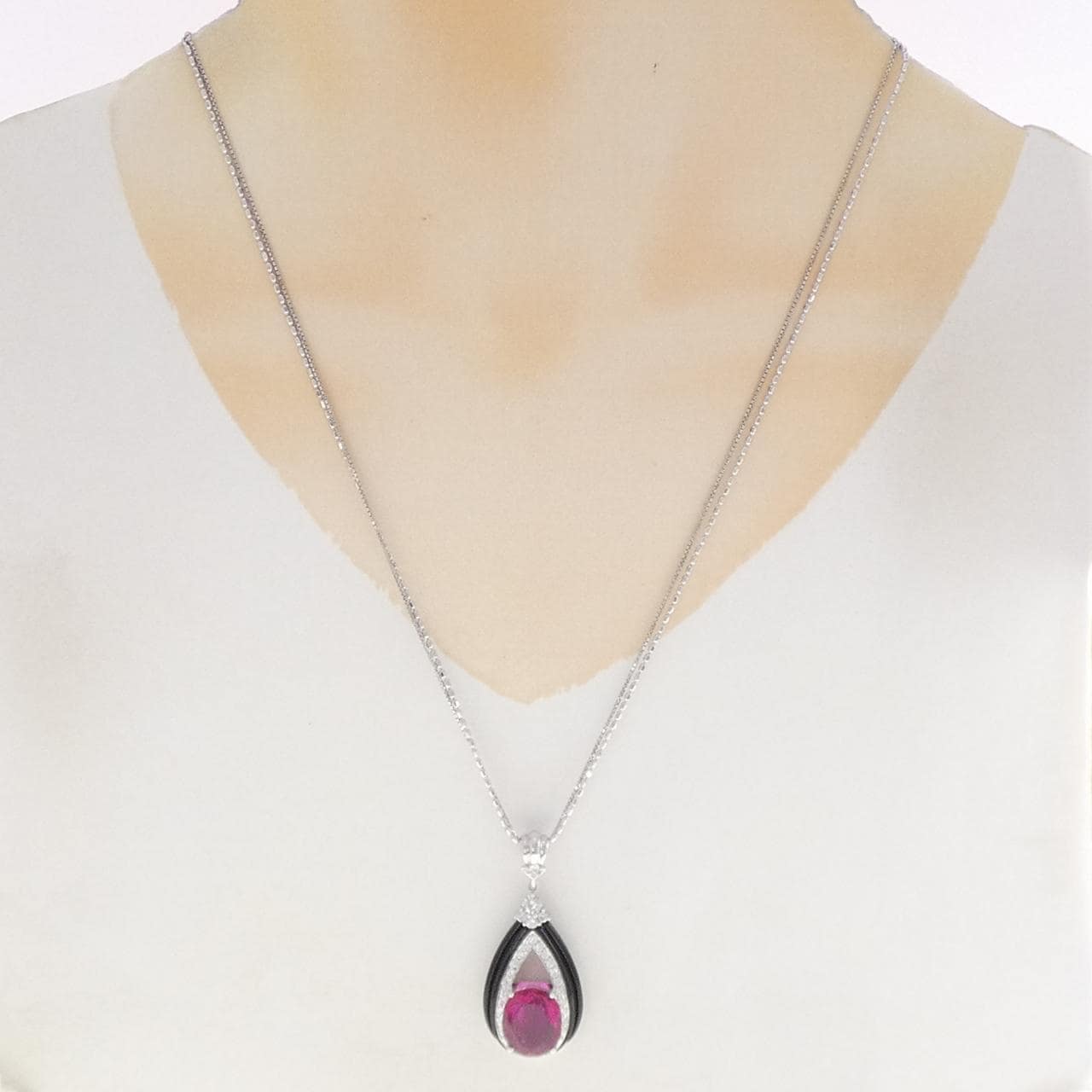 K18WG ルベライトトルマリン ネックレス 6.75CT