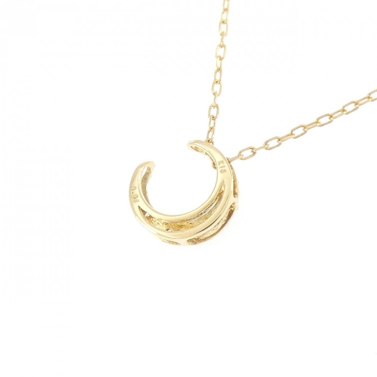 K18YG ムーン ダイヤモンド ネックレス 0.04CT