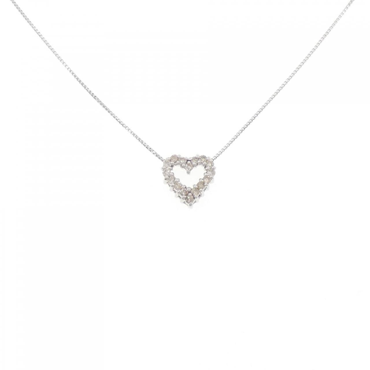 K18WG ハート ダイヤモンド ネックレス 0.20CT