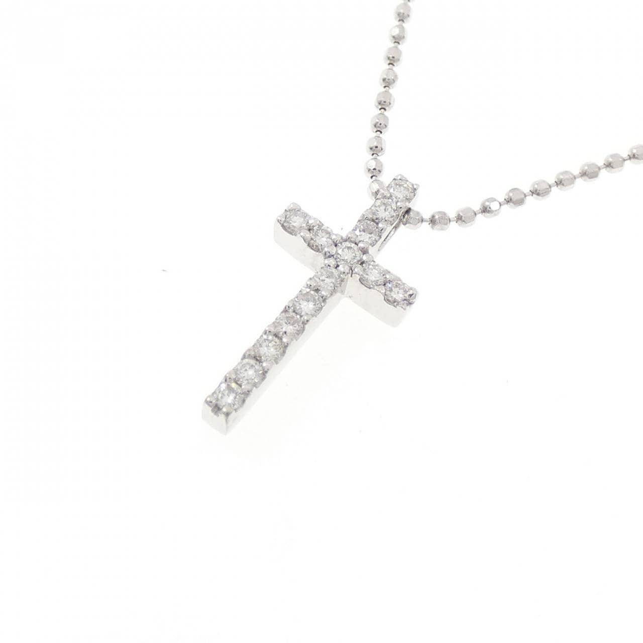 K18WG クロス ダイヤモンド ネックレス 0.12CT