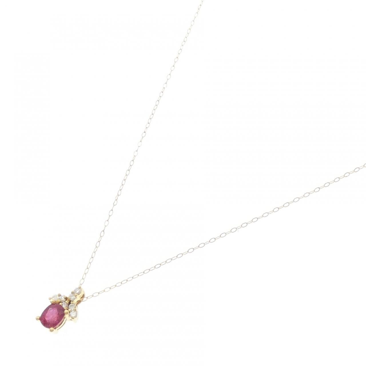 18KTYG/14KTYG ルビー ネックレス 0.58CT