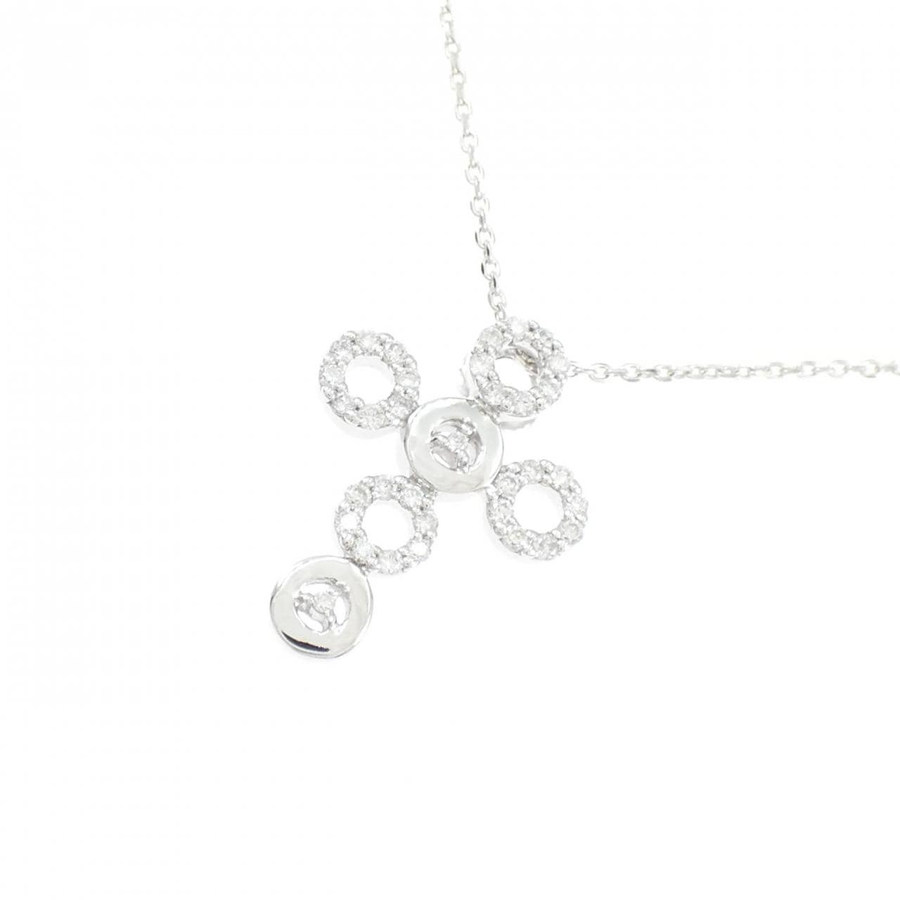 10KWG/K10WG クロス ダイヤモンド ネックレス 0.16CT