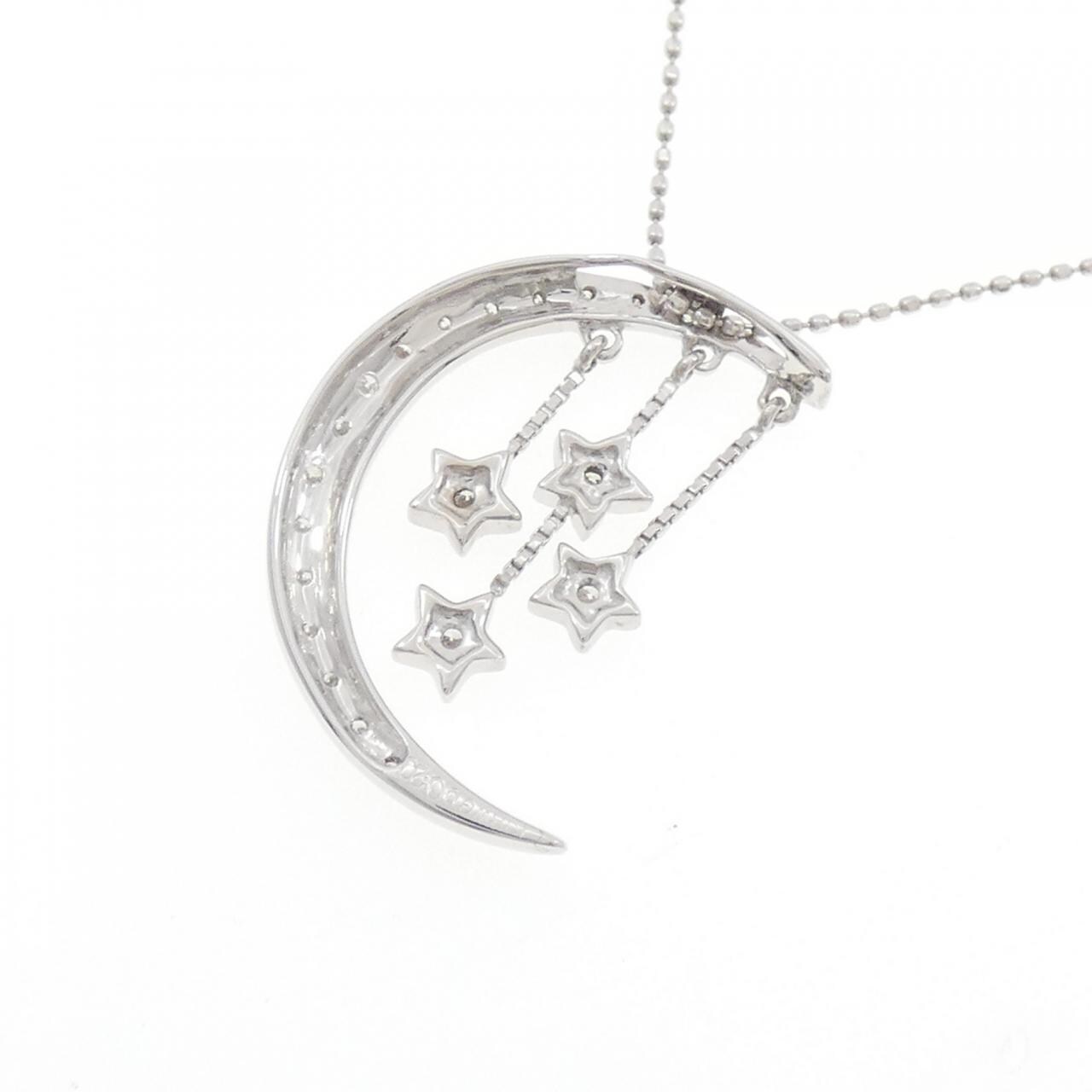 K18WG ムーン×スター ダイヤモンド ネックレス 0.20CT