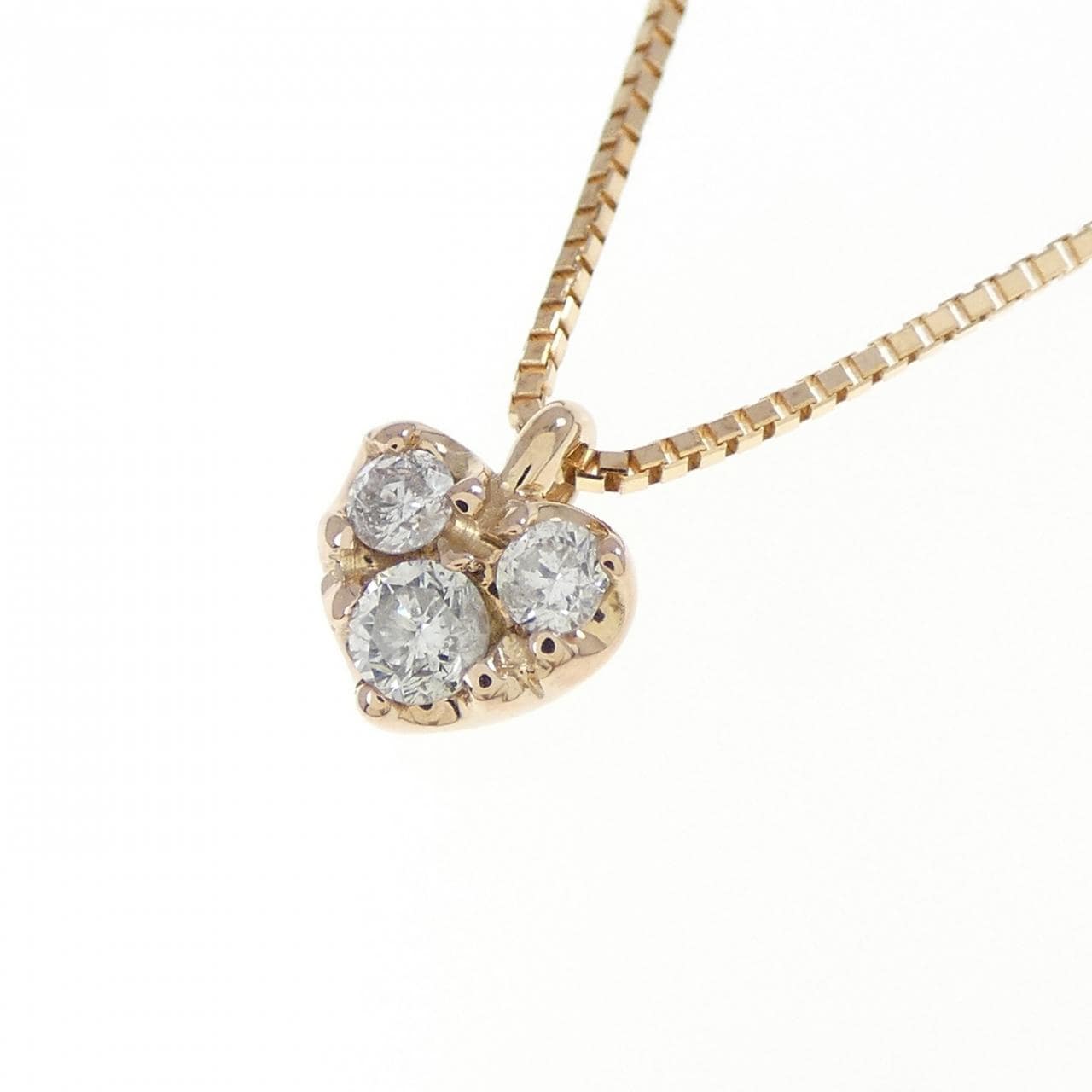 K18PG ハート ダイヤモンド ネックレス 0.13CT