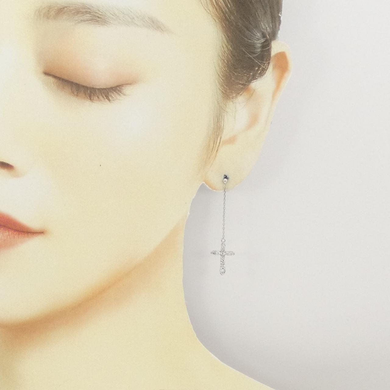 PT900 クロス ダイヤモンド ピアス 0.60CT