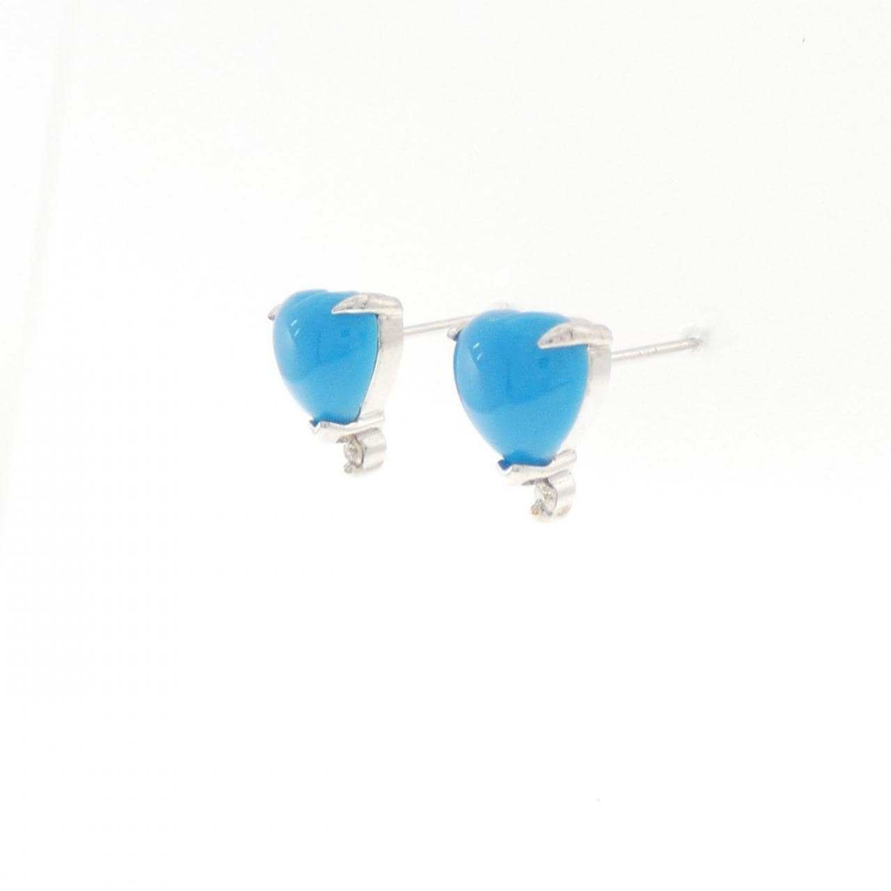 K18WG ハート ターコイズ ピアス 1.30CT
