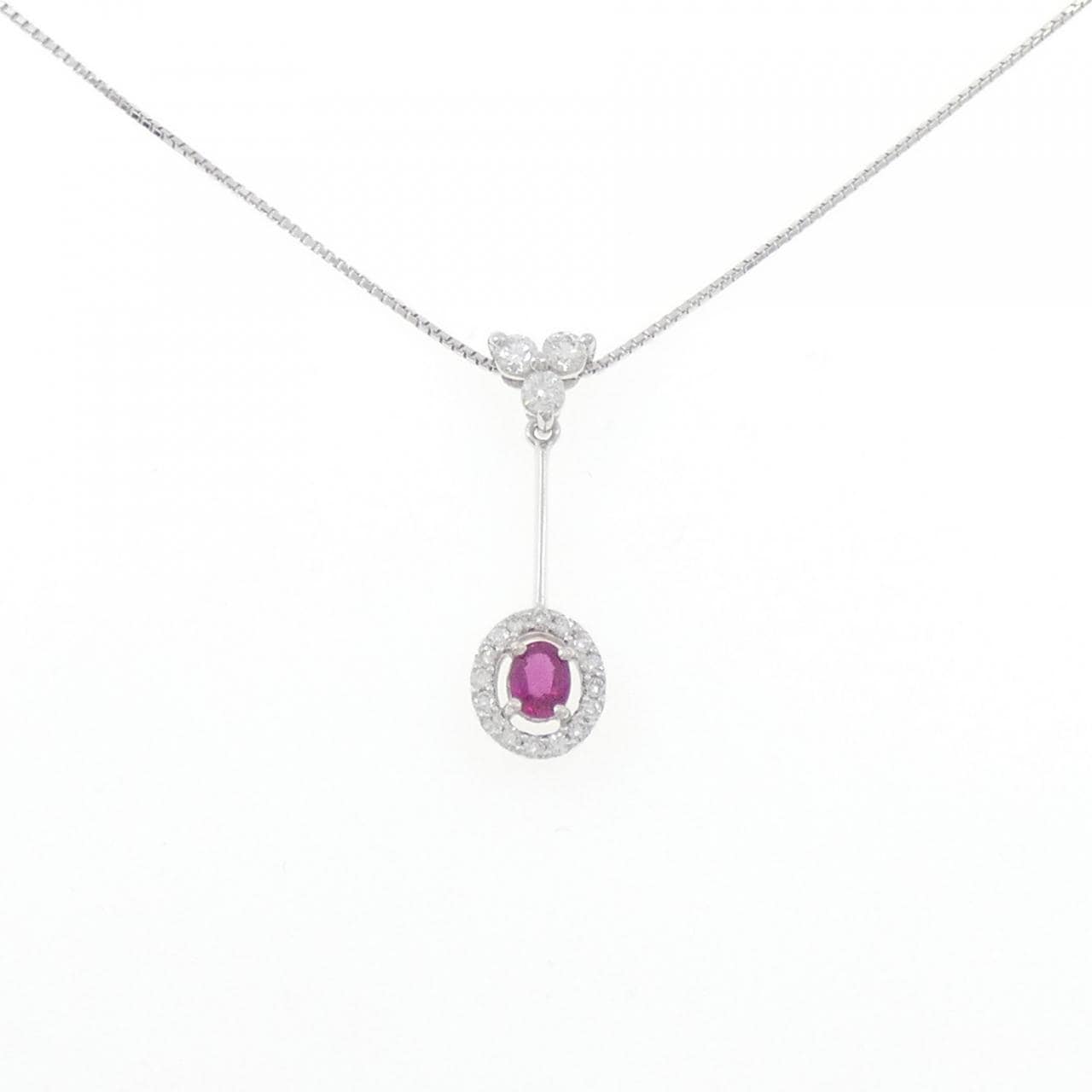 K18WG ルビー ネックレス 0.26CT