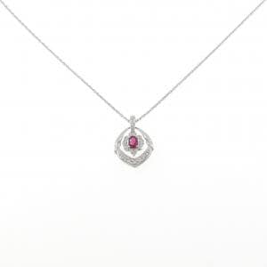 K18WG/PT900/PT850 ルビー ネックレス 0.40CT