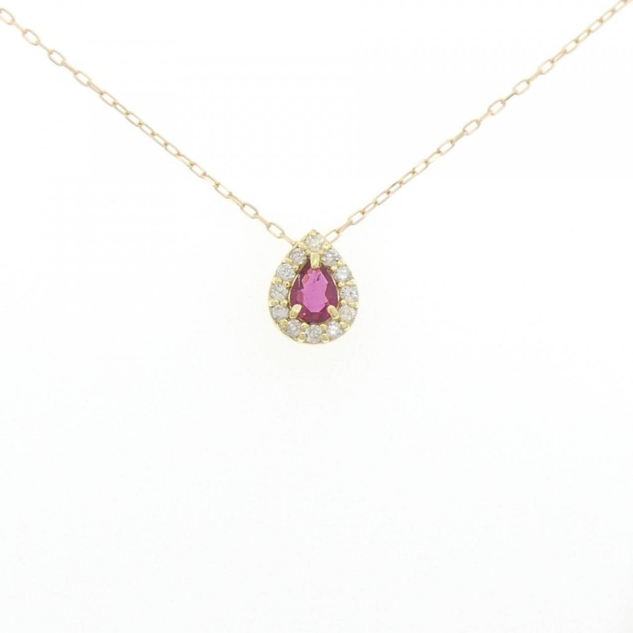 [BRAND NEW] K18YG Ruby Necklace 0.11CT