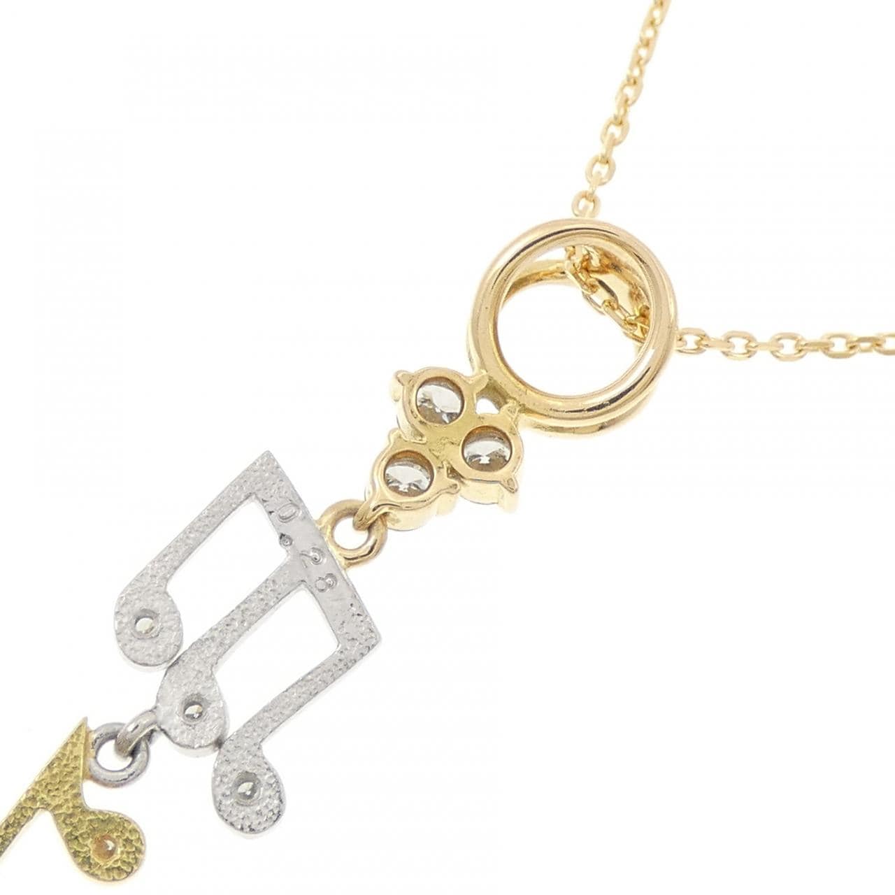 K18YG/PT900 オンプ ダイヤモンド ネックレス 0.28CT