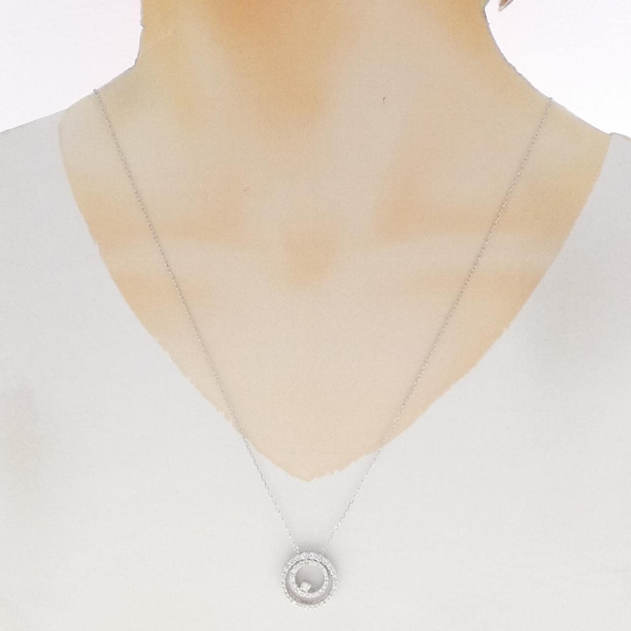 K18WG 2WAY ダイヤモンド ネックレス 0.091CT