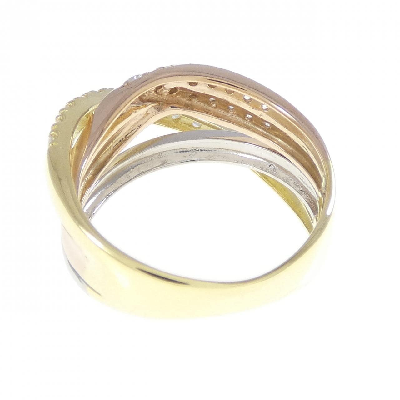 K18YG/PT900/K18PG ダイヤモンド リング 0.30CT