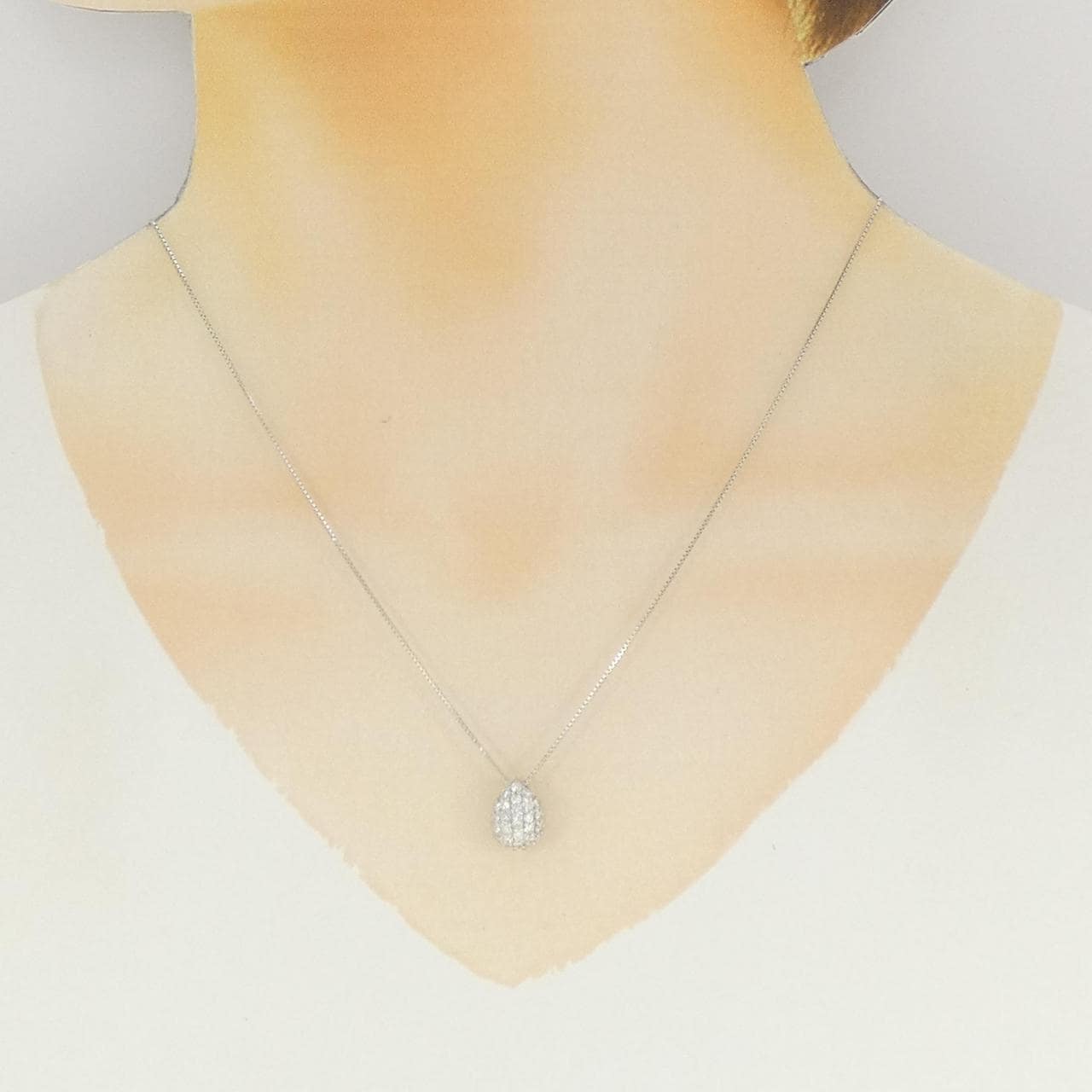 K18WG パヴェ ダイヤモンド ネックレス 0.53CT