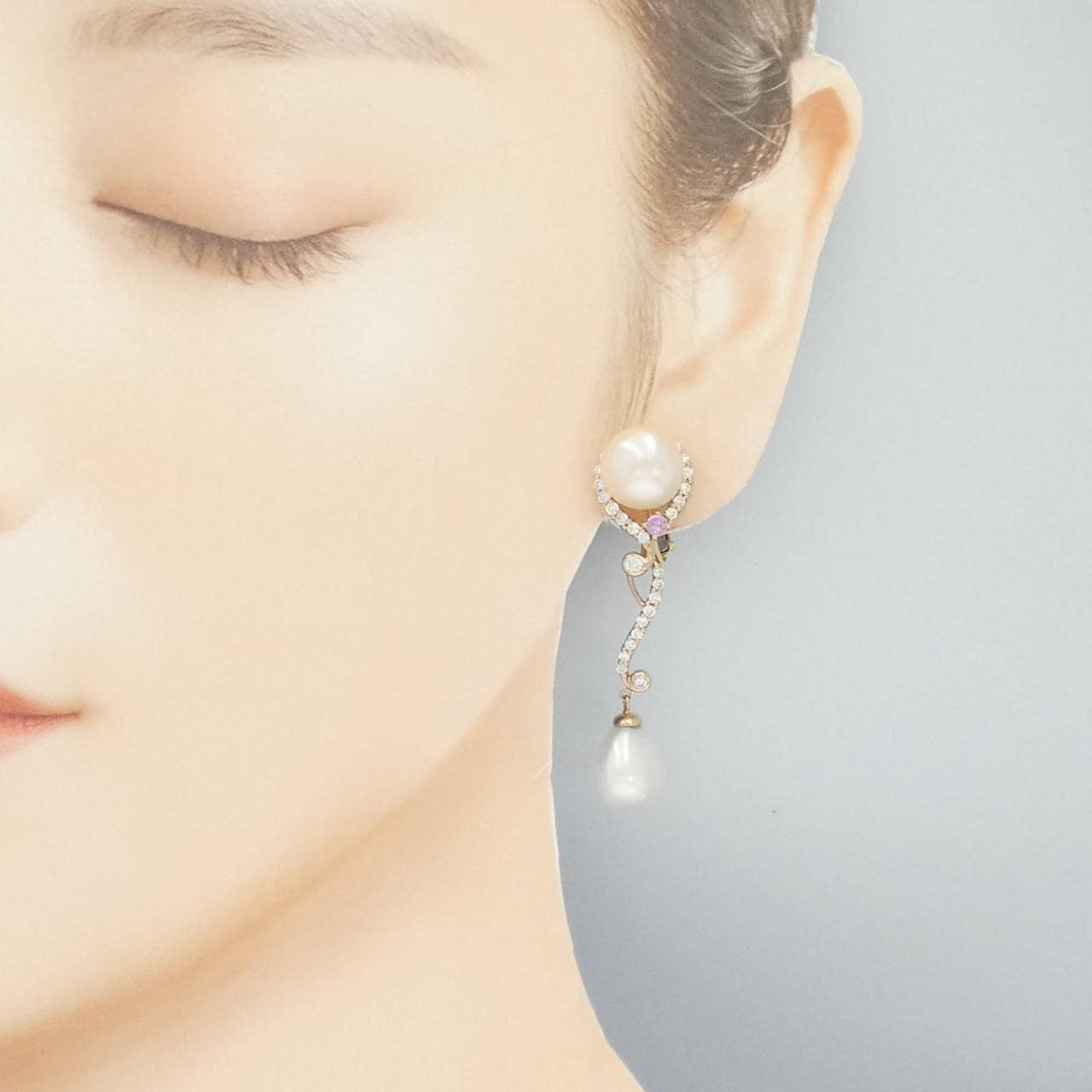 K18YG/K18PG 2WAY 淡水パール イヤリング