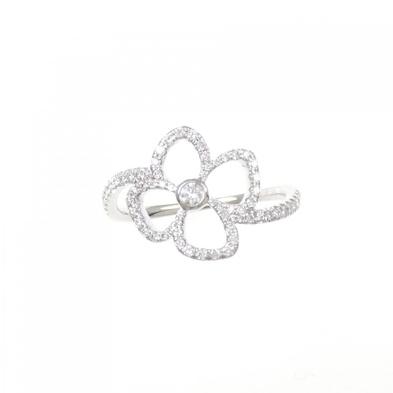 750WG フラワー ダイヤモンド リング 0.05CT