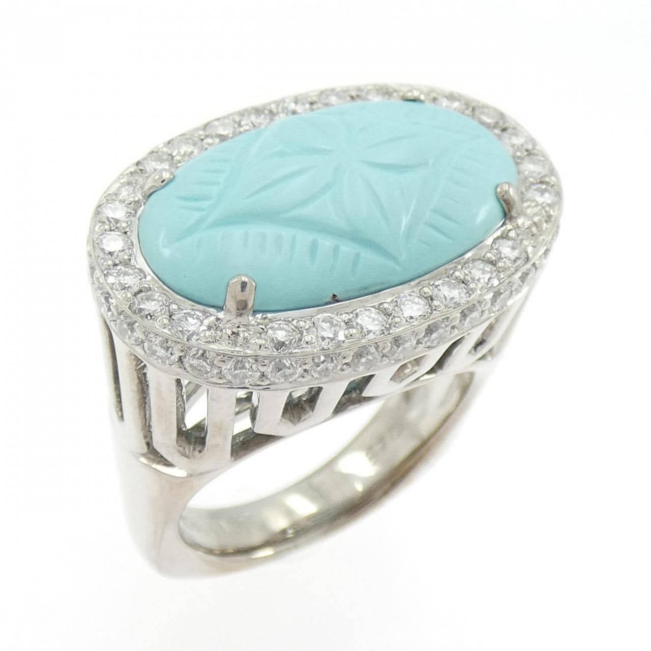 K18WG ターコイズ リング 8.74CT