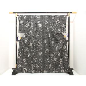 【未使用品】小紋　絞り加工　身幅２Ｌ寸