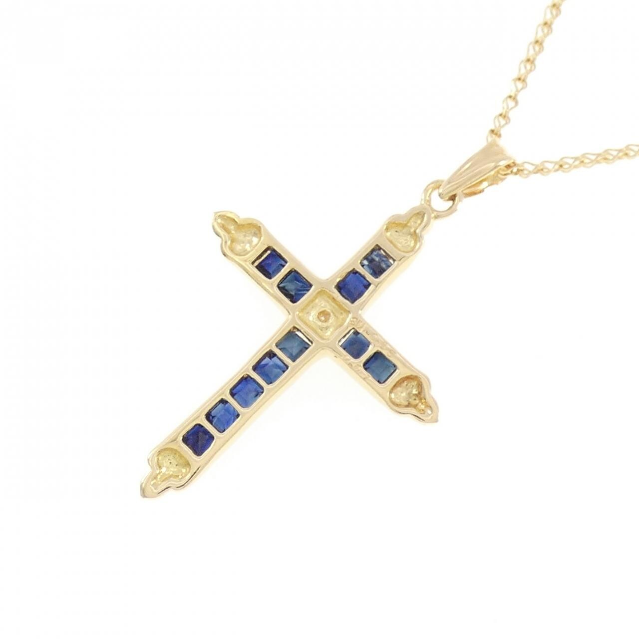 K18YG クロス サファイヤ ネックレス 0.65CT