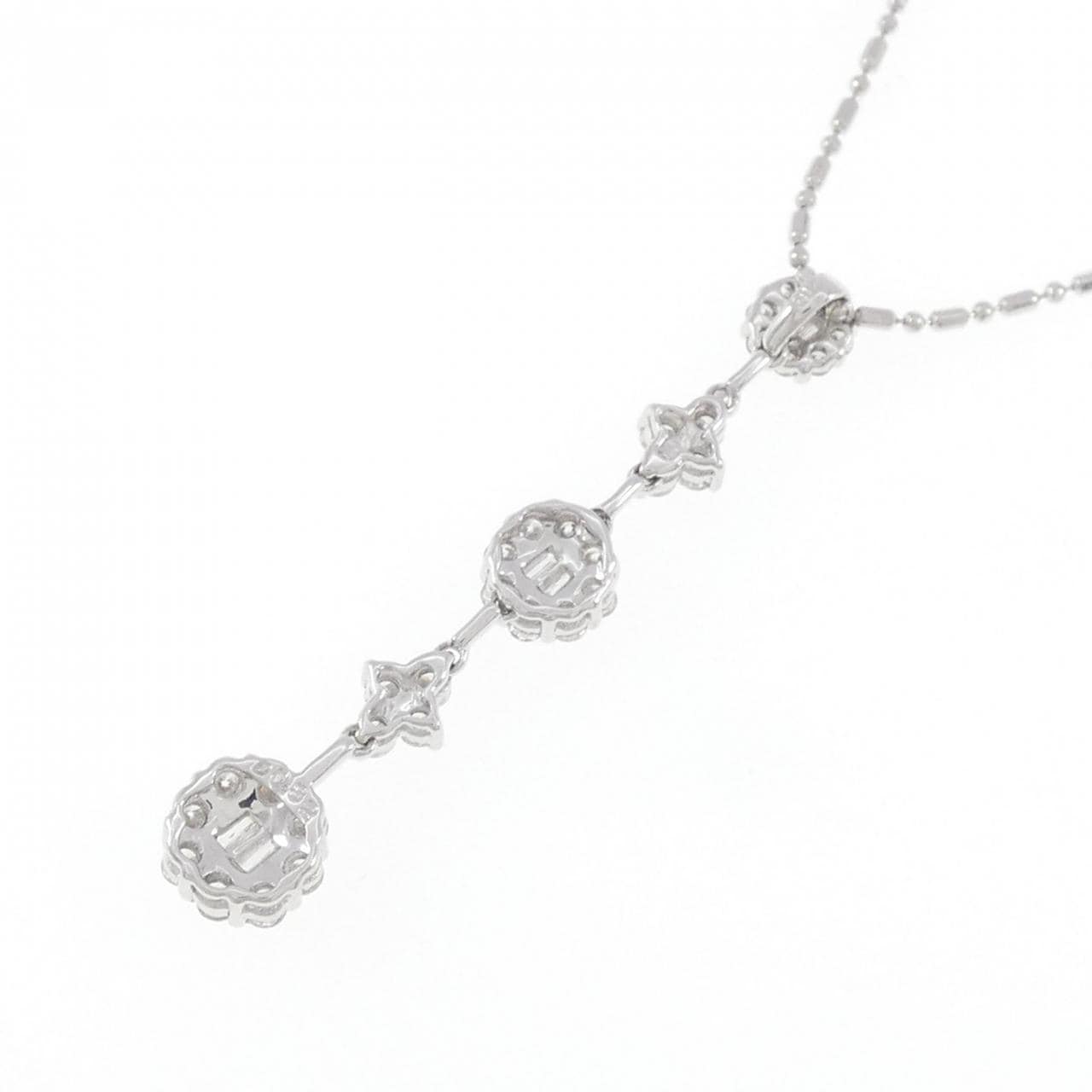 K18WG Flower Diamond Necklace 0.82CT