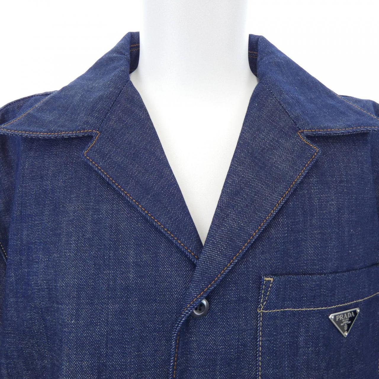 プラダ PRADA トライアングルロゴ セルビッジデニム シャツ GEC068 S212 15C7 S／Sシャツ