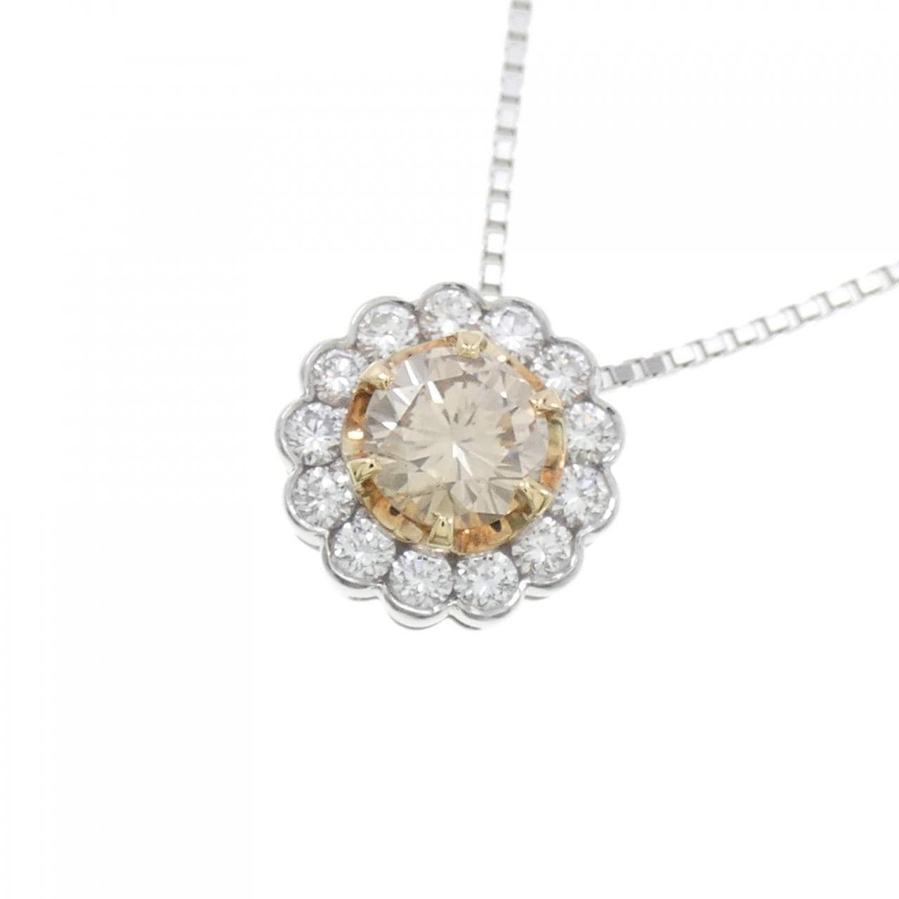 PT/K18YG Flower Diamond Necklace 1.00CT