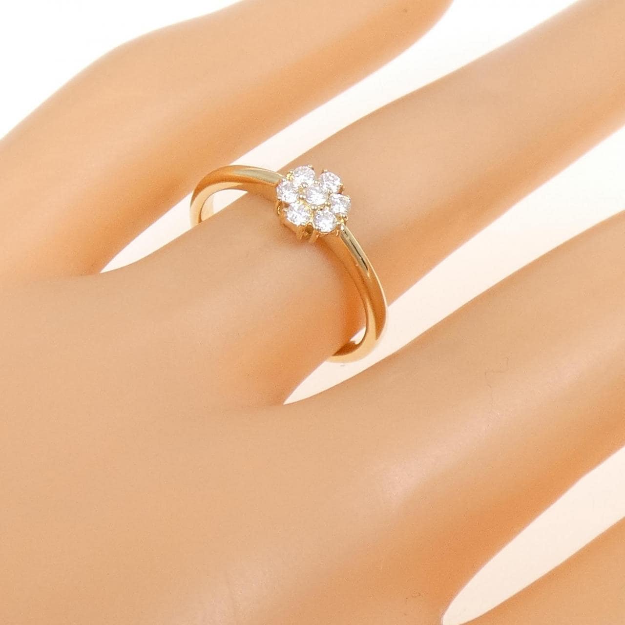 [Remake] K18YG Flower Diamond Ring 0.15CT