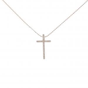 K10PG クロス ダイヤモンド ネックレス 0.07CT