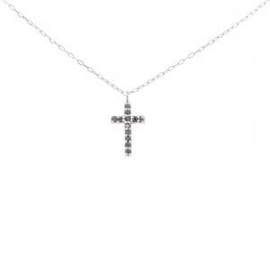 K10WG クロス ダイヤモンド ネックレス 0.08CT
