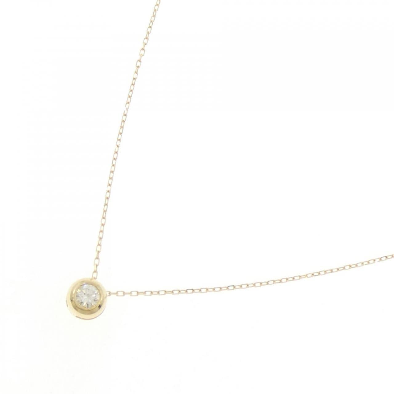 750YG/K18YG ソリティア ダイヤモンド ネックレス 0.11CT