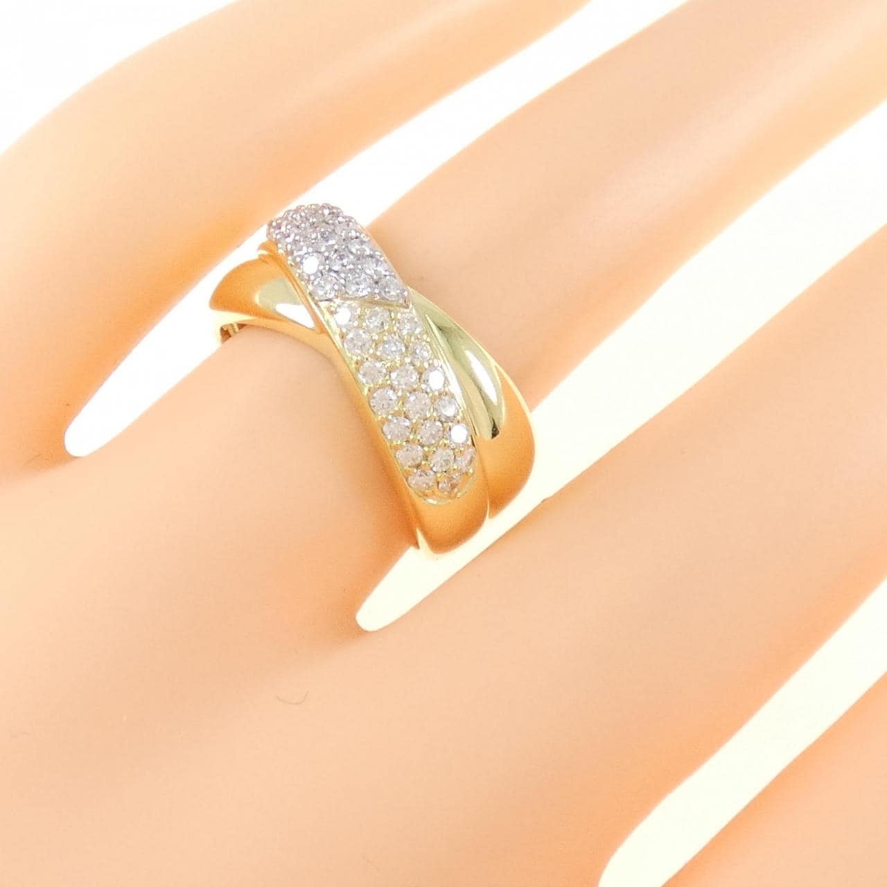 K18YG/PT パヴェ ダイヤモンド リング 0.50CT
