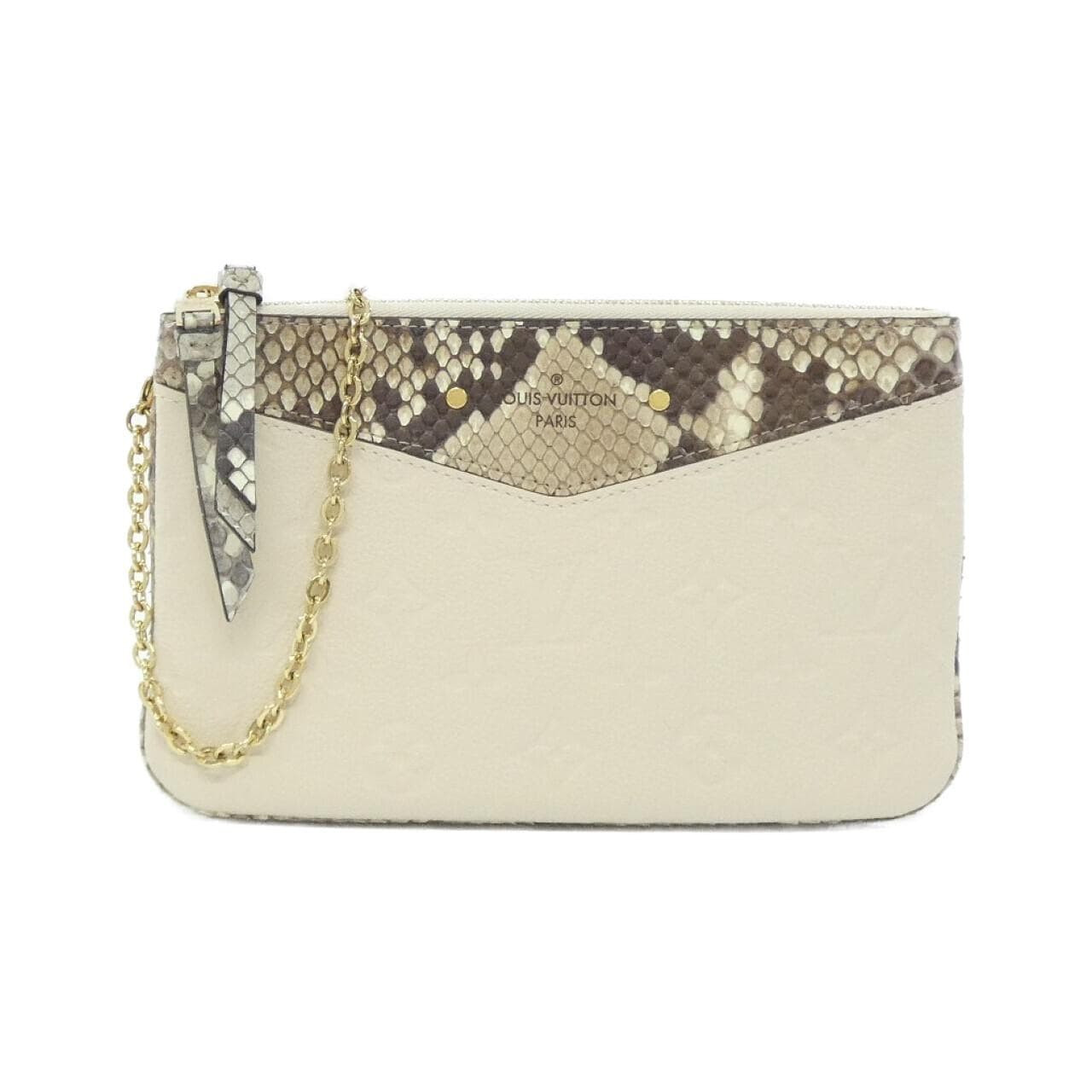 ルイヴィトン モノグラム アンプラント+エキゾチック レザー ポシェット ドゥーブル ジップ N96322 ショルダーバッグ