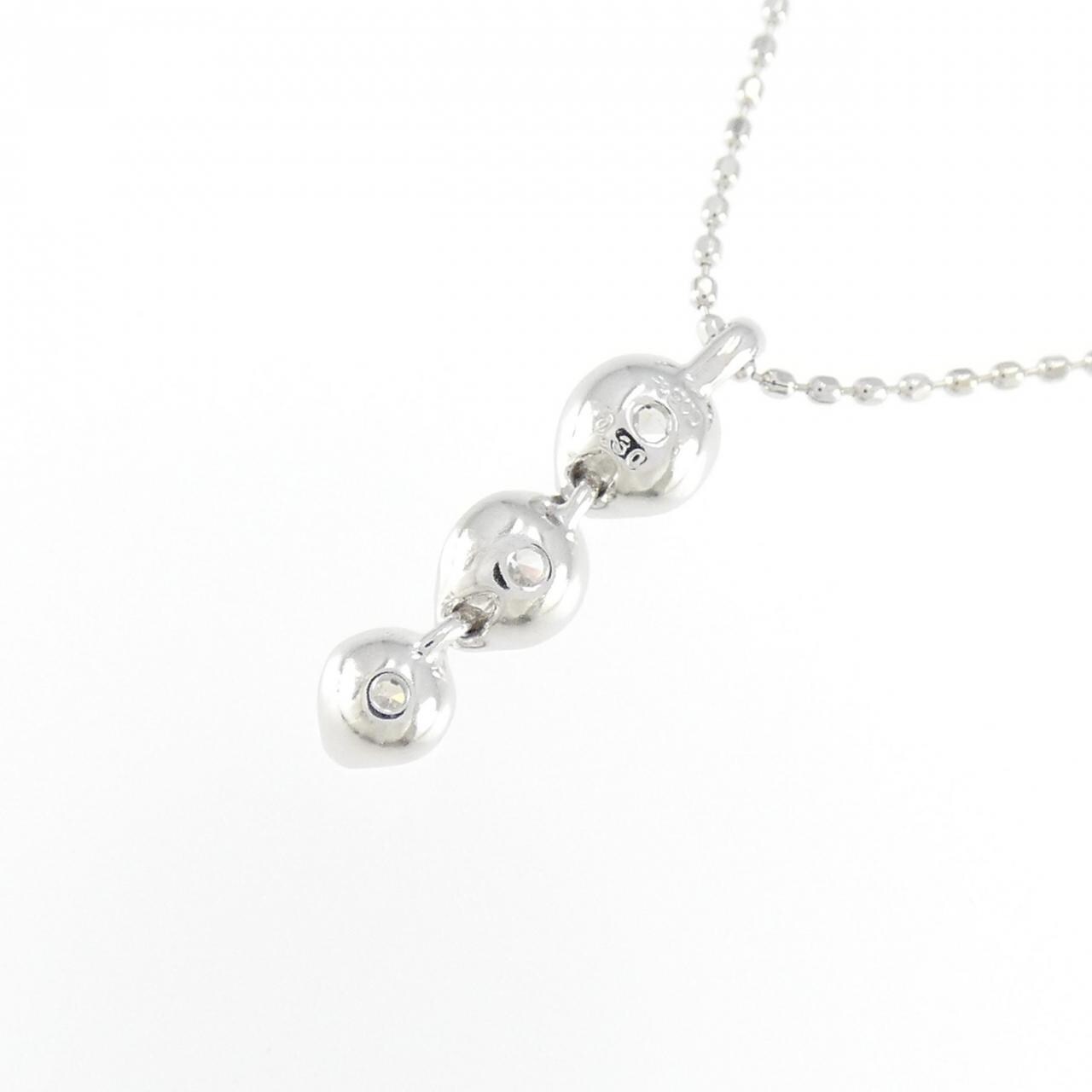PT/K18WG 三石钻石项链 0.30CT