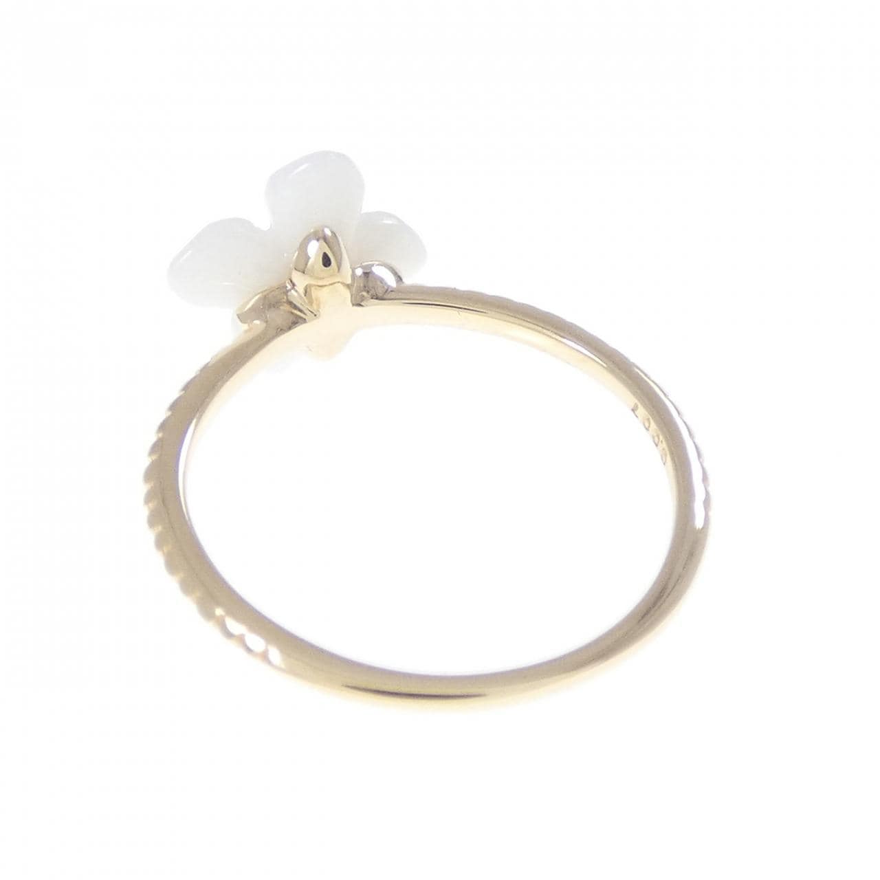 K10YG フラワー サンゴ ピンキーリング