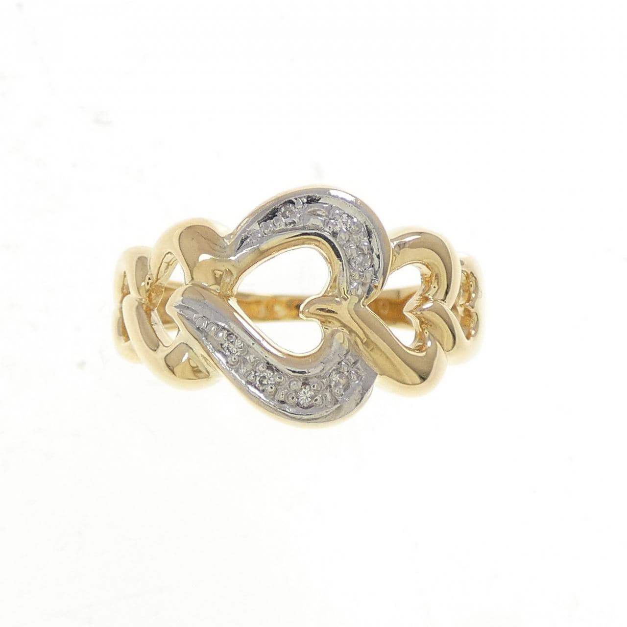 K18YG/PT900 ハート ダイヤモンド リング 0.04CT