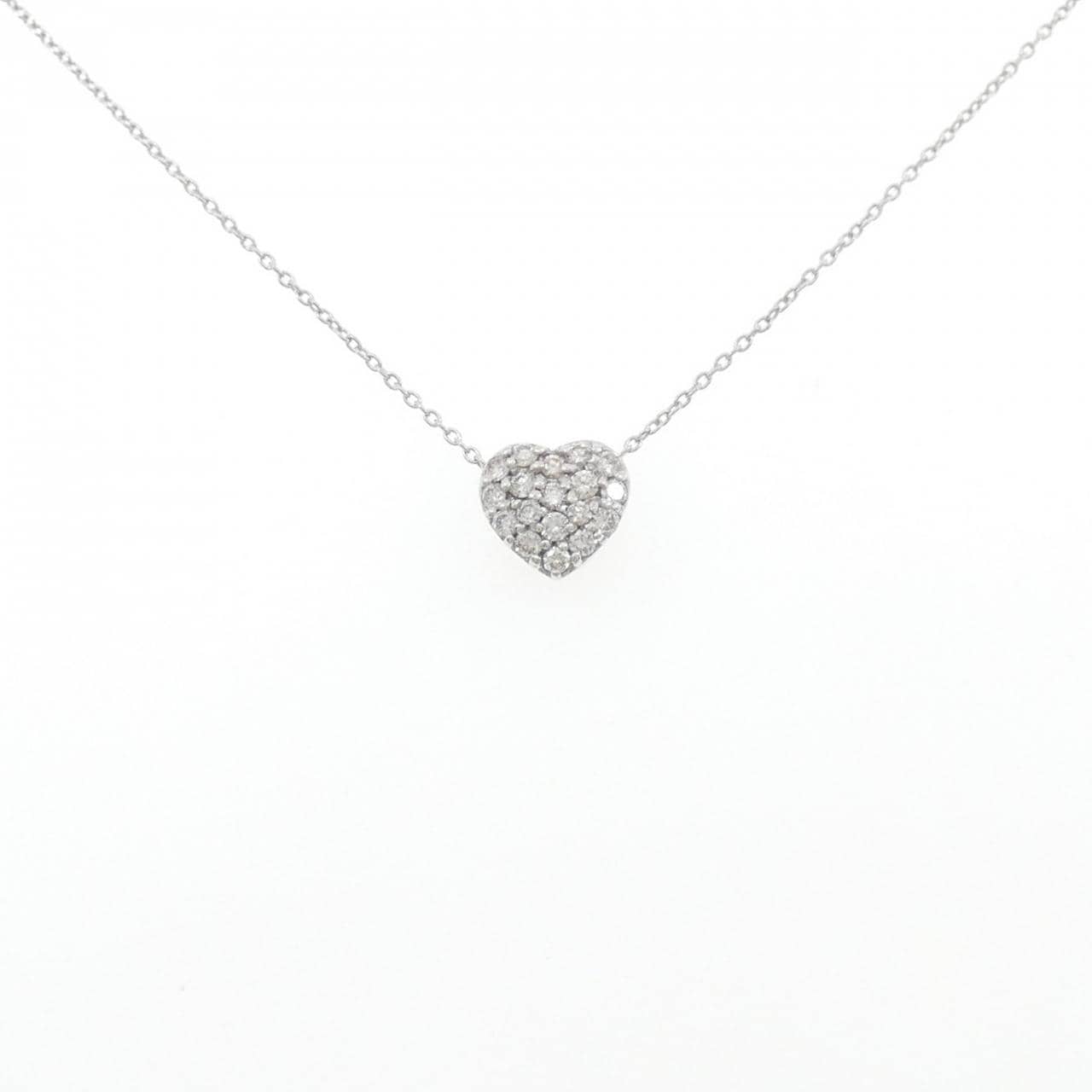 K18WG パヴェ ハート ダイヤモンド ネックレス 0.30CT