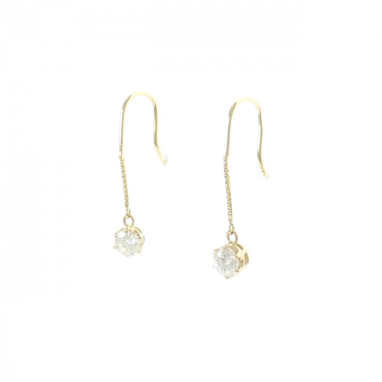 K18YG ダイヤモンド ピアス 0.339CT 0.355CT F-I SI1 VG-GOOD