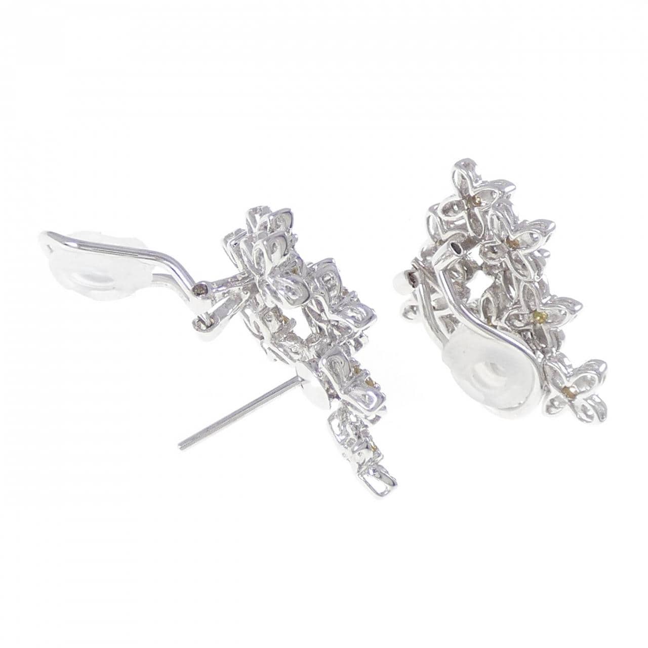 K18WG フラワー ダイヤモンド ピアス/イヤリング 1.48CT