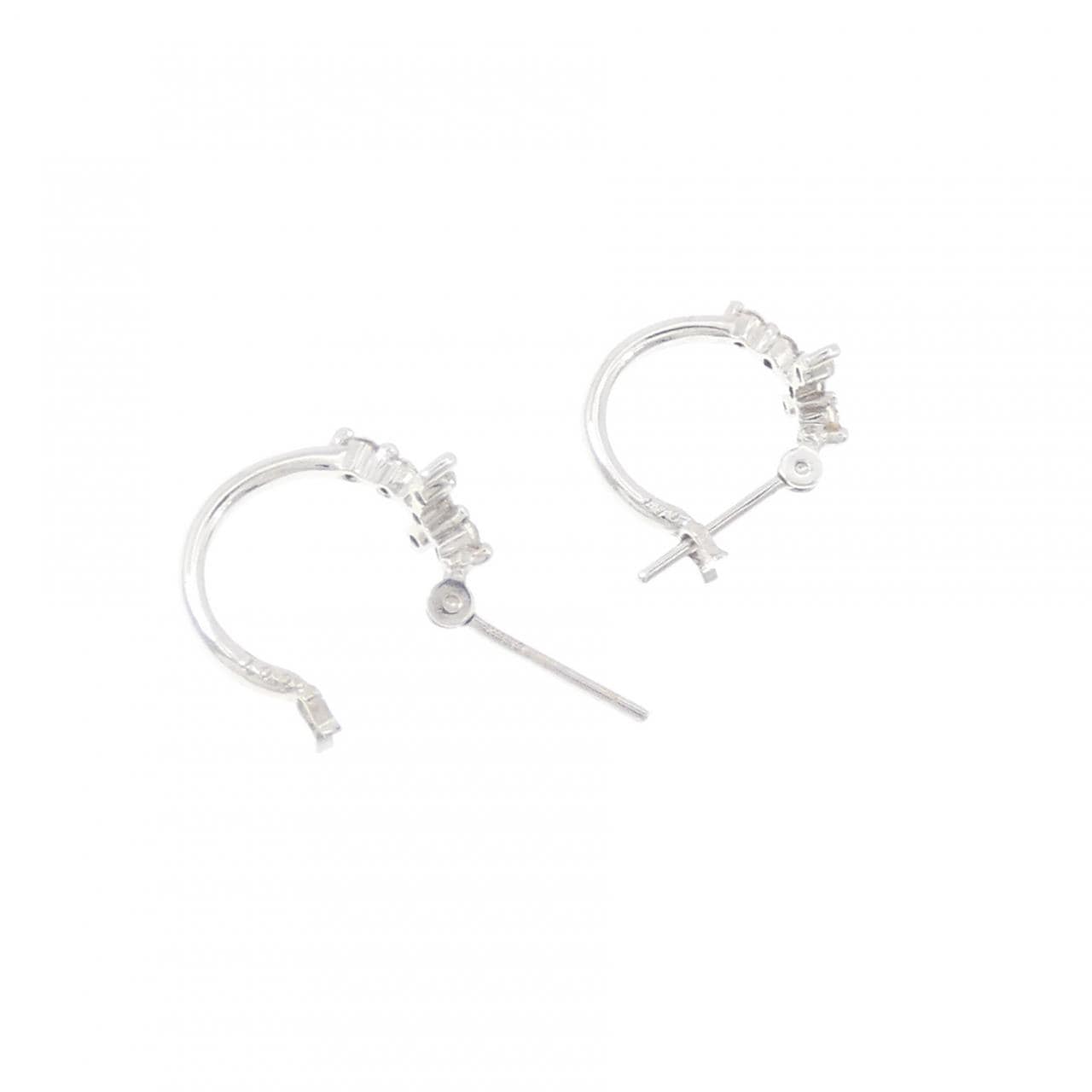 K18WG クロス ダイヤモンド ピアス 0.14CT